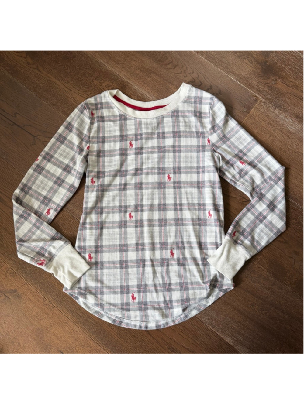 Polo Ralph Lauren Boys Plaid Long Sleeve Tee Pony Logo Cotton Small